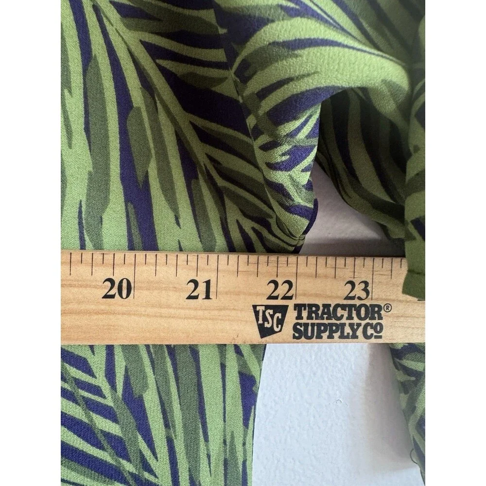 Bon Worth Tropical Leaf Print Blouse Ruffle Oversized Boxy Size Small